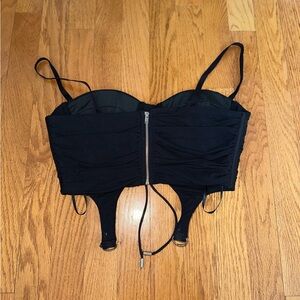 Black Strappy Crop Top with Zipper